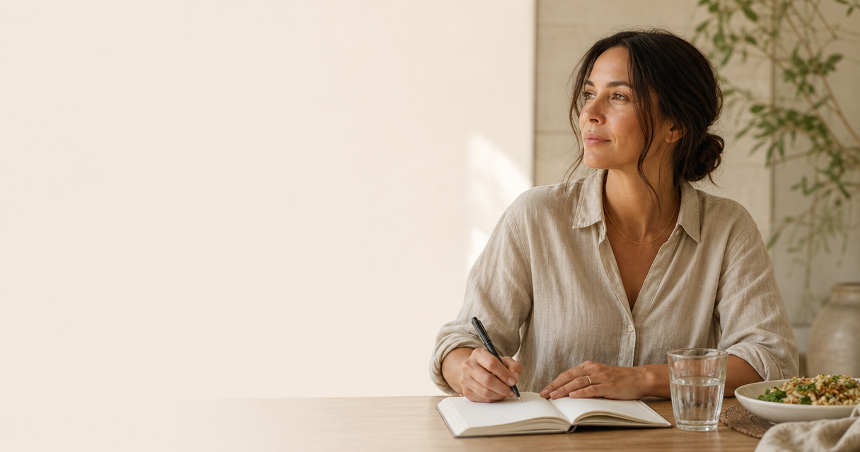 Woman journalling in the afternoon for the SRX 2pm dip article