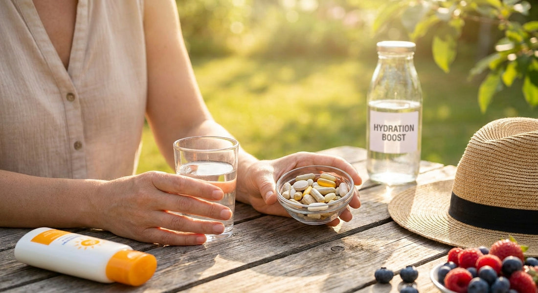 Summer skin and hydration supplement routine for women