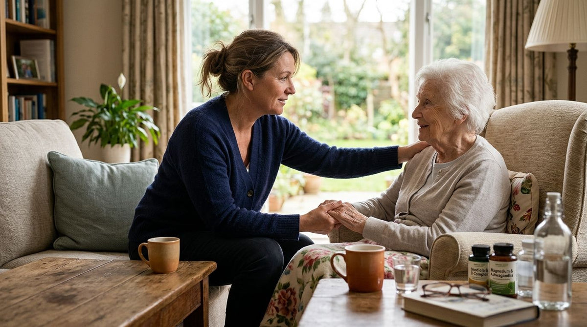 Energy and stress supplements for women caring for elderly parents