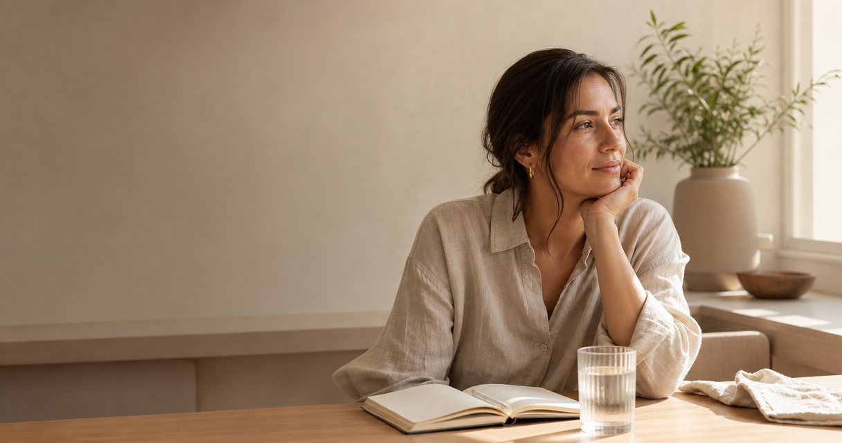 Woman enjoying a quiet morning moment for the SRX 24-hour beauty protocol article