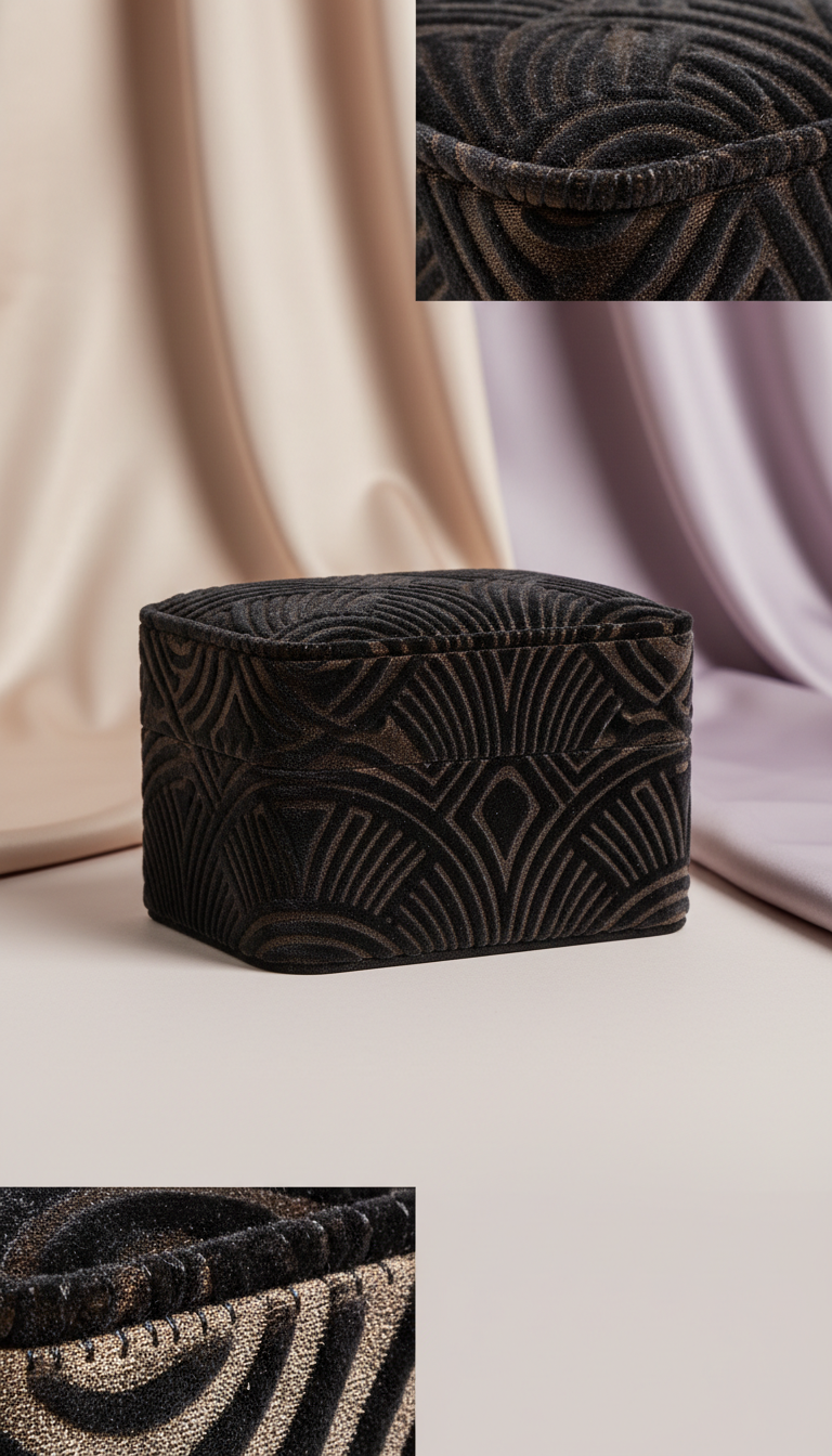 Noir Velvet Embossed Jewelry Box