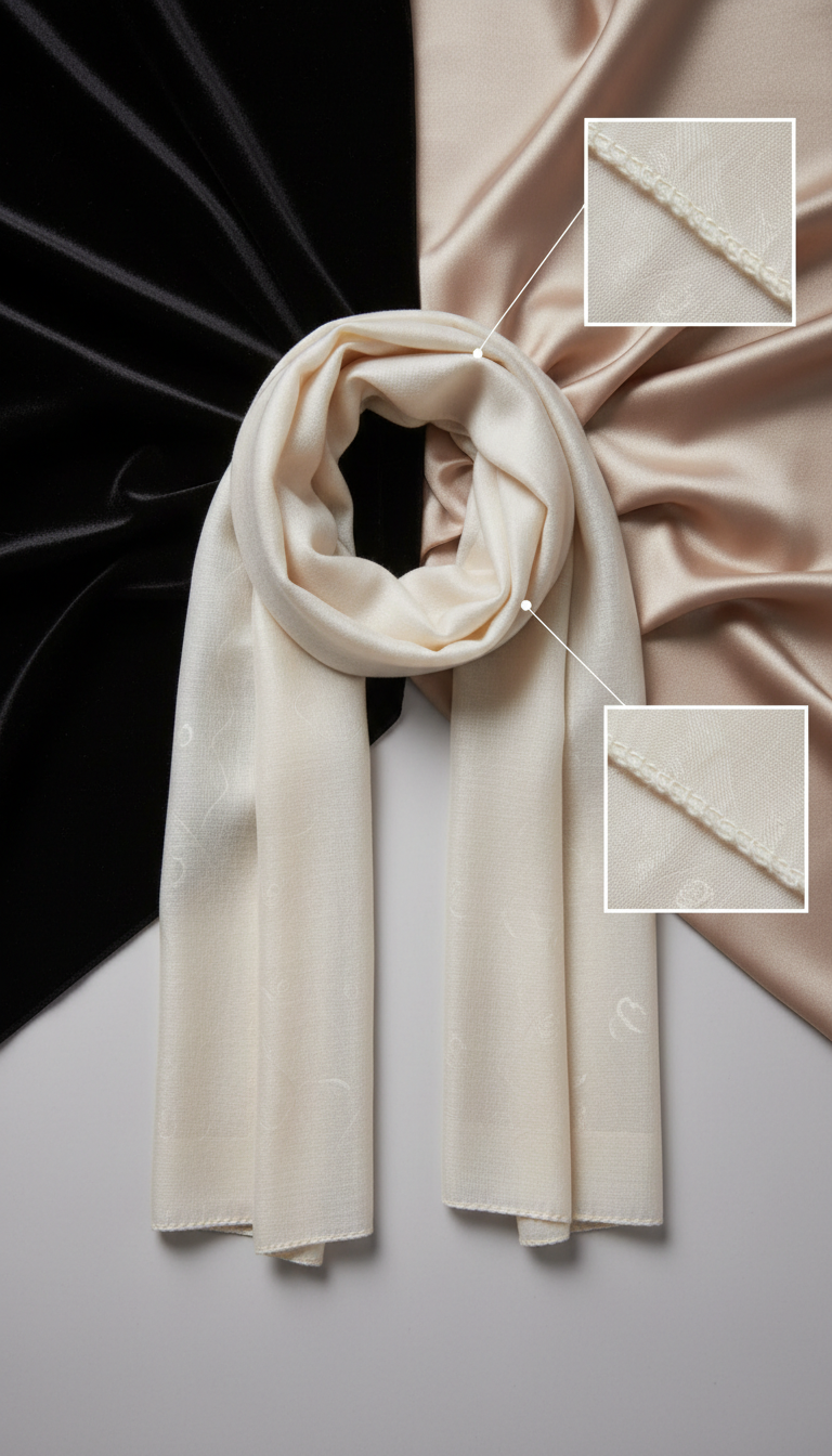 Ivory Cashmere Silk Scarf